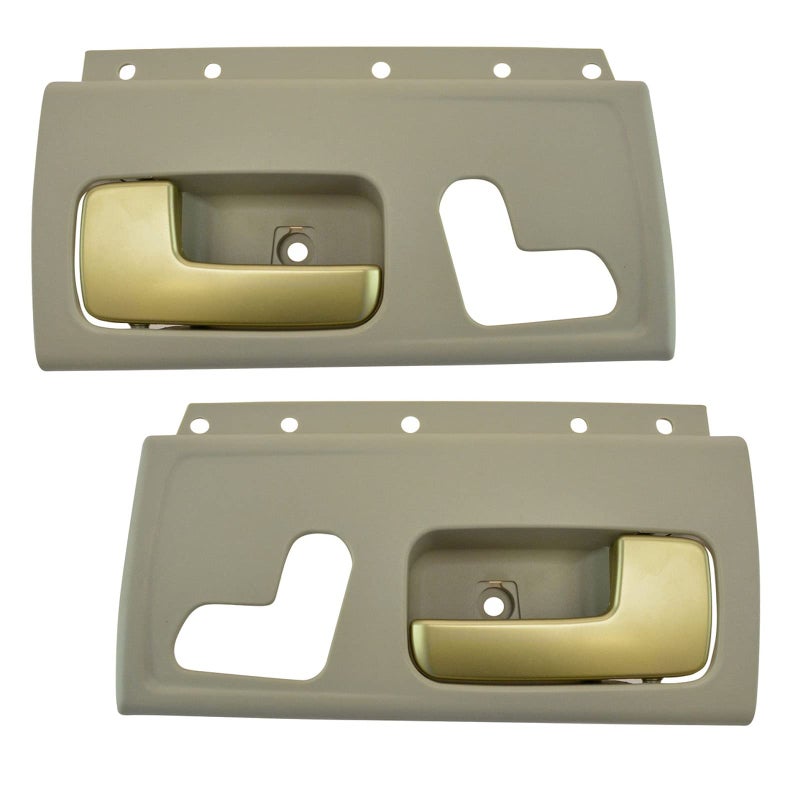 TRQ Front Interior Door Handle Beige & Gold LH & RH Pair Kit for Lincoln Town Car - Image 1